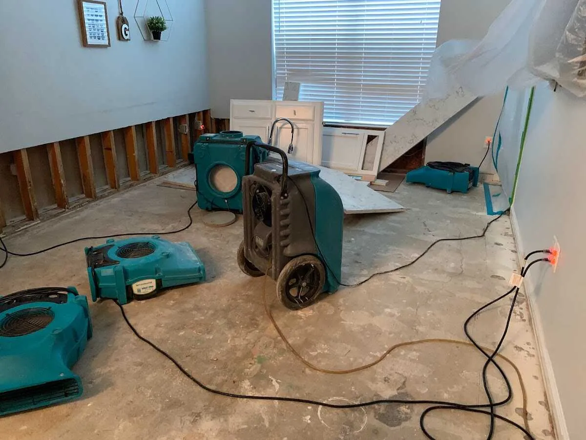 Dehumidifier in flood-cut room for Water Damage Restoration in Santa Paula